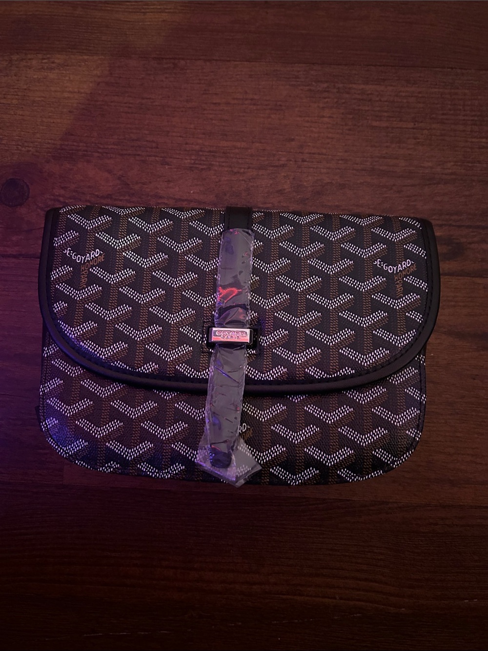 Goyard Black Chevron Belt Bag with Signature Pattern